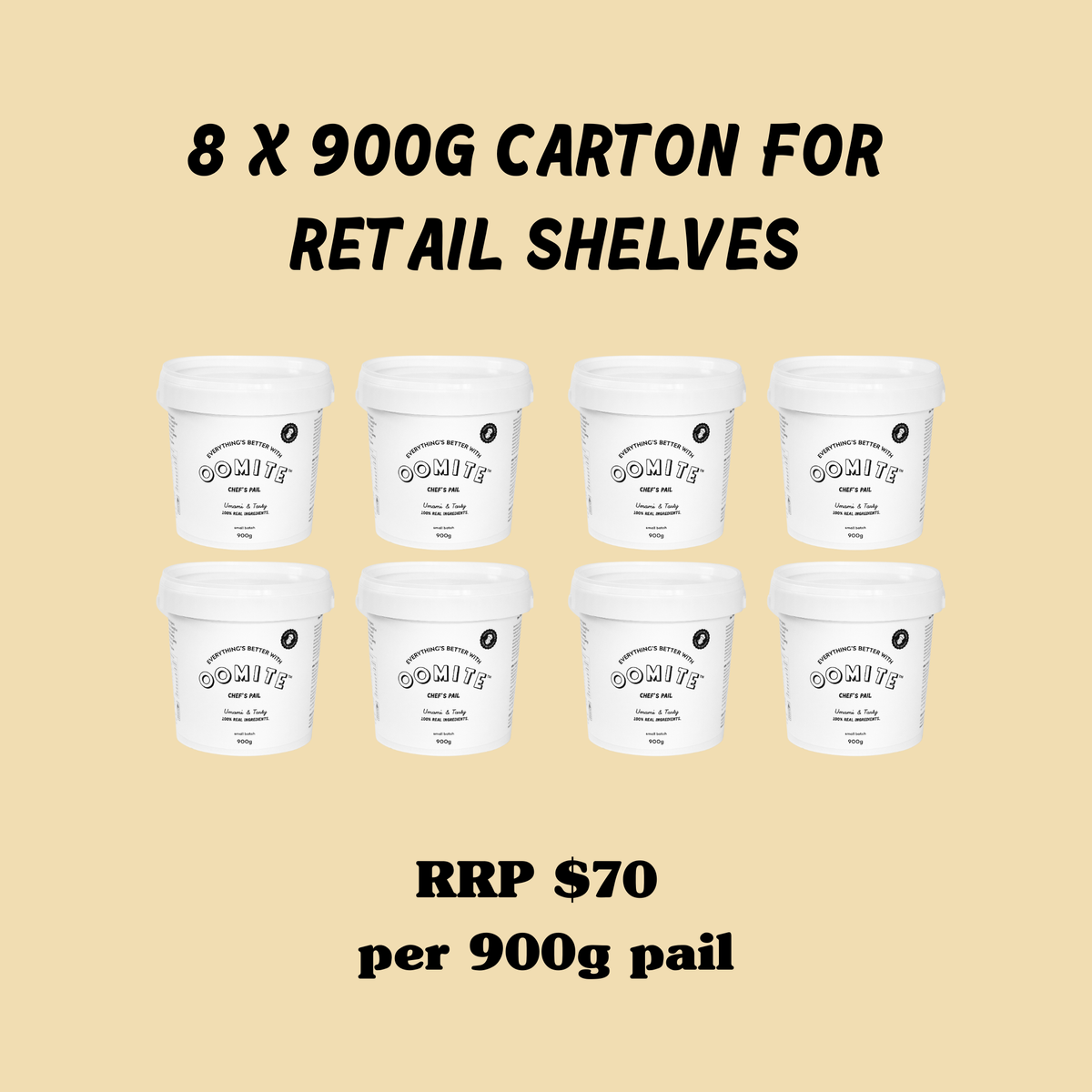 8 x Oomite Chef's Pail 900g for Retail Shelves
