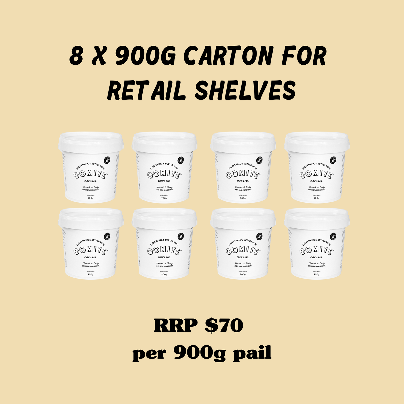 8 x Oomite Chef's Pail 900g for Retail Shelves